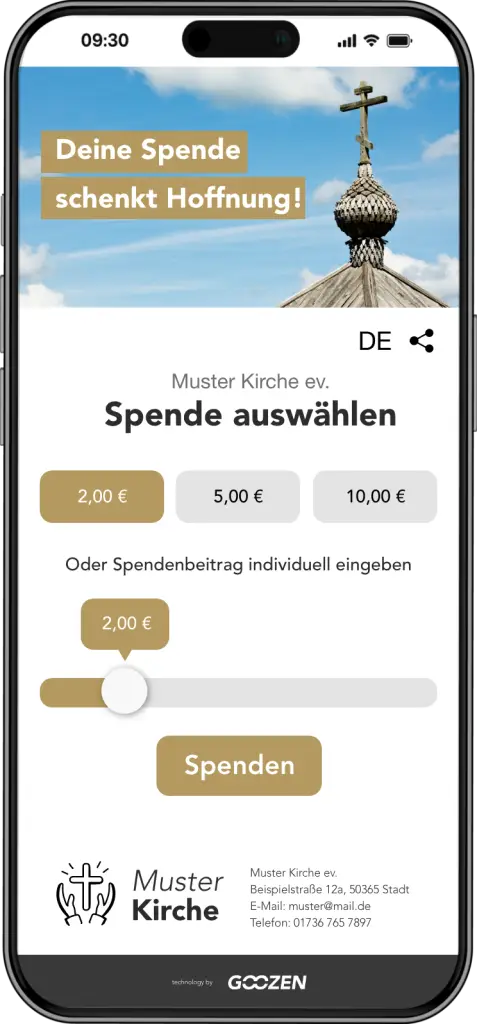 Goozen Shop Beispiel für Spenden